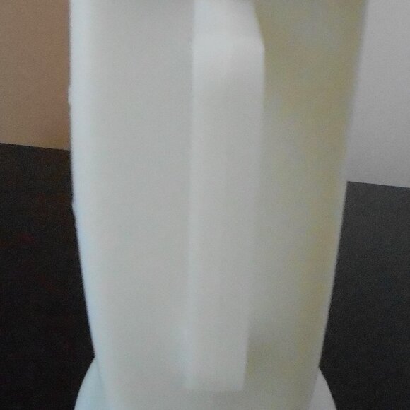 VTG Small White Mini 16oz Pouring Pitcher w/Tan Lid Handle Spout & Seal-1 Pint - Picture 5 of 6